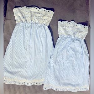 Gretchen Scott baby blue and white striped dresses set !!